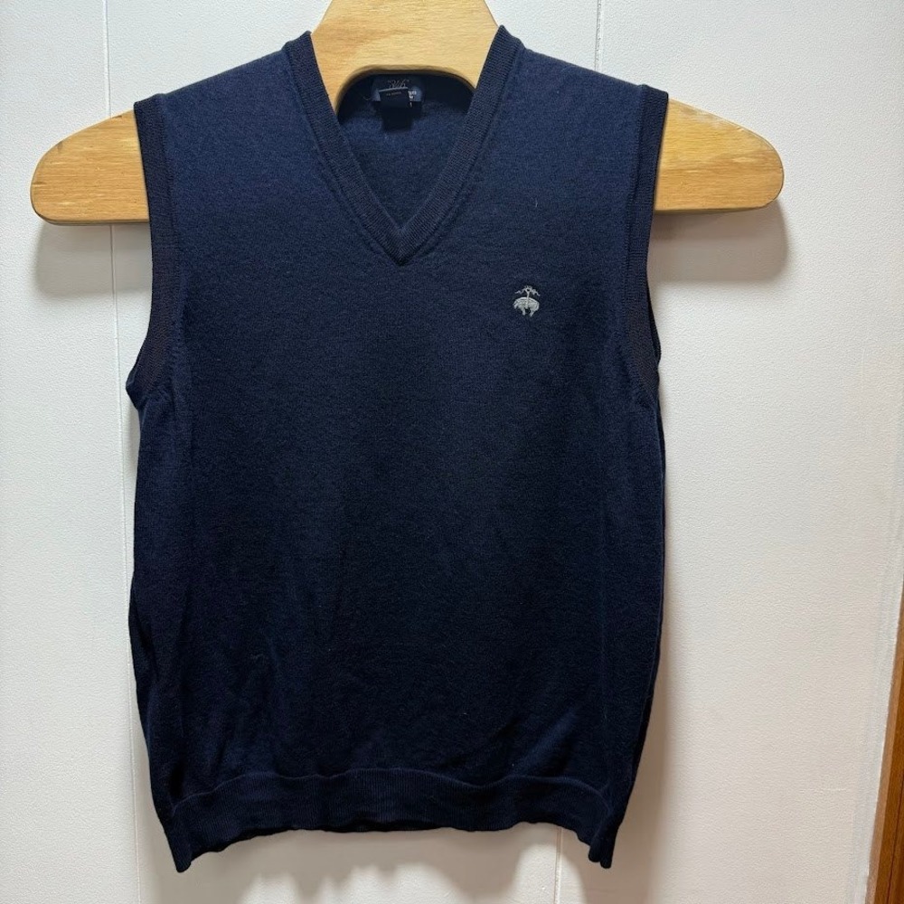 Brooks Brothers Mens XXL Navy Blue Extra Fine Merino Wool V-Neck Sweater‎ Vest